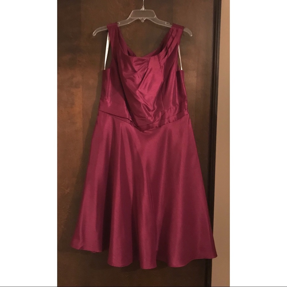 Boat neck tea length dress in Sangria, size 16